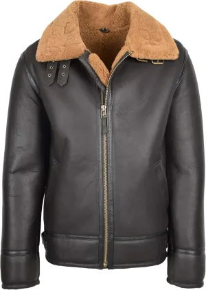 Men's Real Sheepskin Jacket Classic B3 Aviator Bomber Leather Bomber Jacket Coat Wright