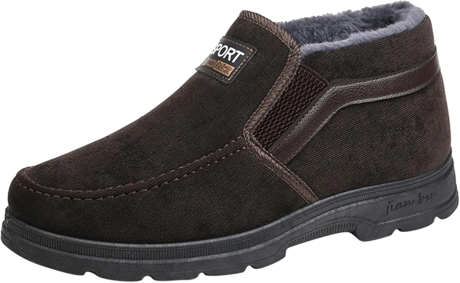 Men's Winter Thickened Plush Solid Color Slip On Flat Bottomed Hiking Leisure Warm Snow Men's Suede Classic Sneaker