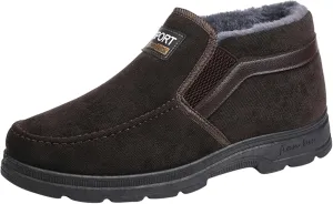 Men's Winter Thickened Plush Solid Color Slip On Flat Bottomed Hiking Leisure Warm Snow Men's Suede Classic Sneaker
