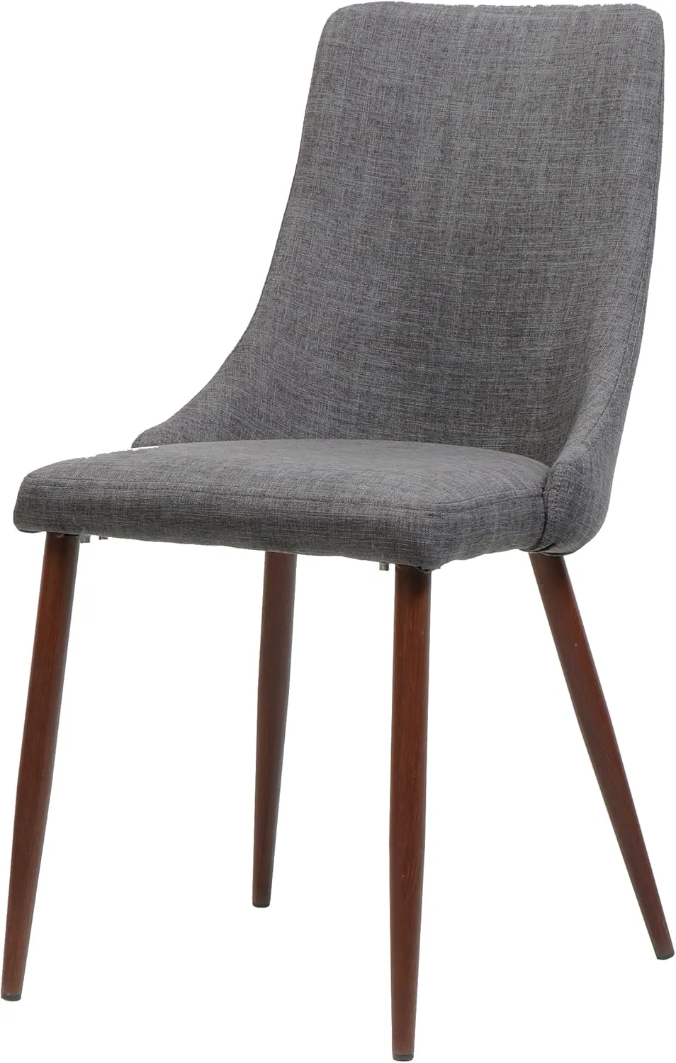 Merax Set of 2 Dining Kitchen Chairs, Mid-Century Modern Fabric Farmhouse Dining Room Chair with Metal Legs for Kitchen, Living Room or Bedroom, Gray-Dark Wainut Wood Finish