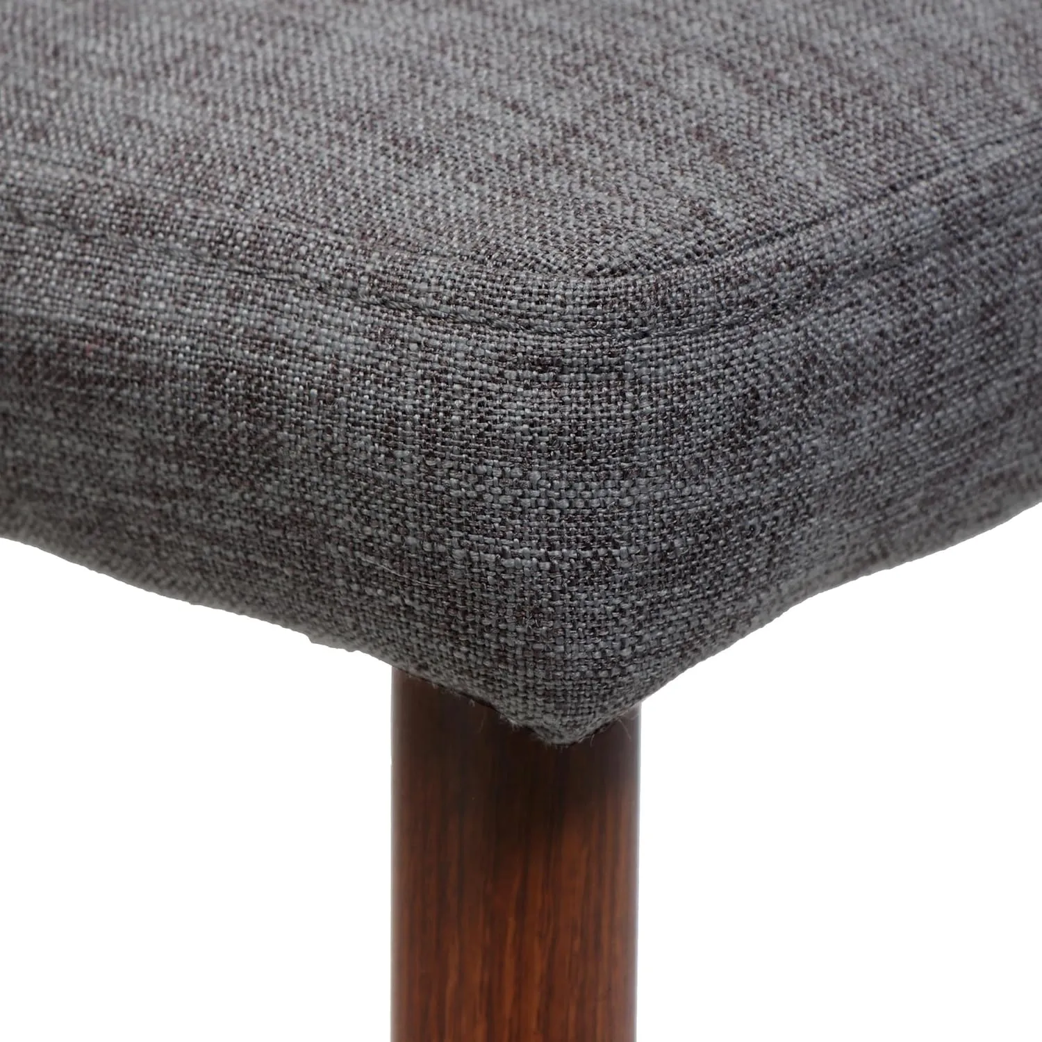 Merax Set of 2 Dining Kitchen Chairs, Mid-Century Modern Fabric Farmhouse Dining Room Chair with Metal Legs for Kitchen, Living Room or Bedroom, Gray-Dark Wainut Wood Finish