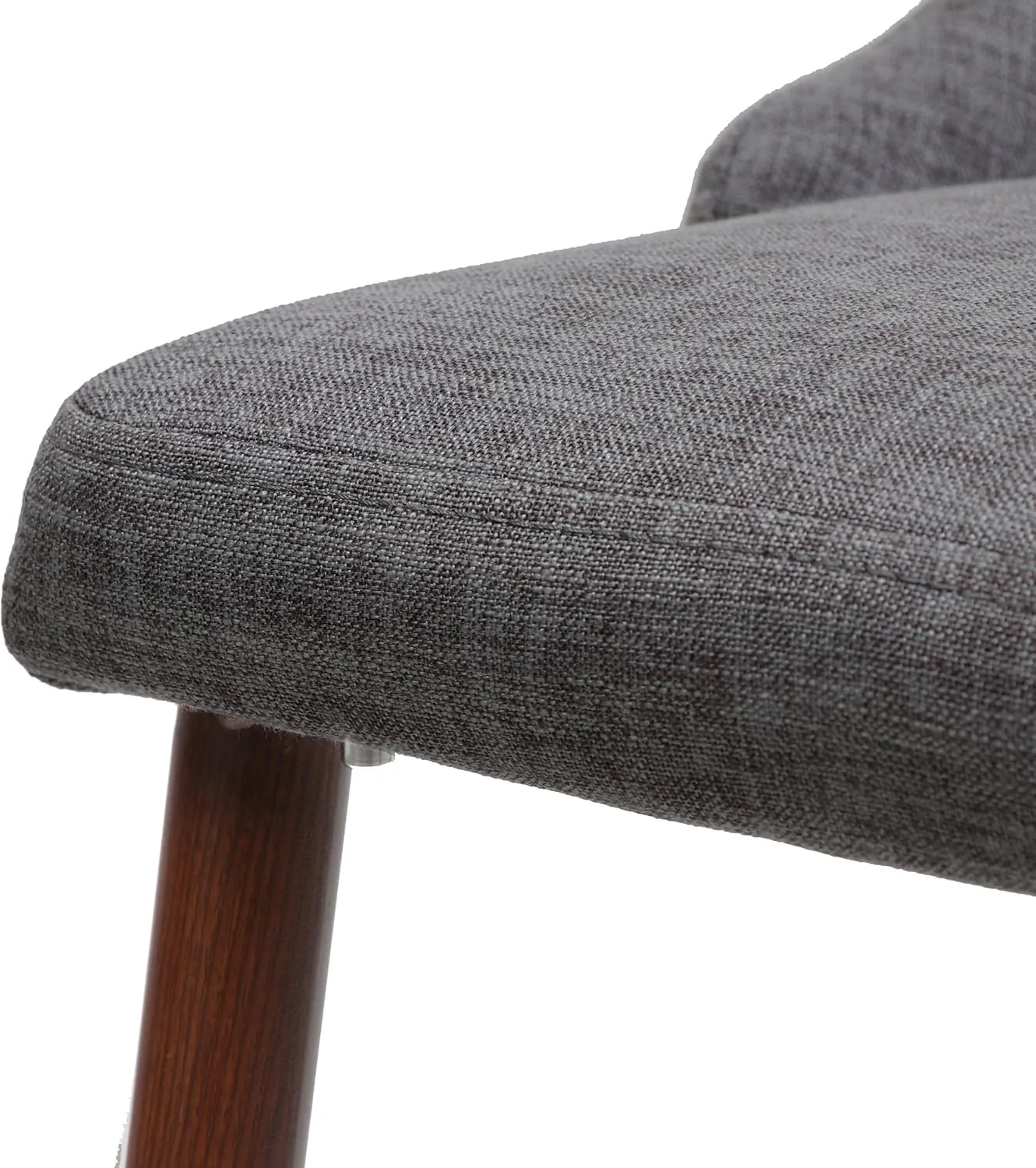 Merax Set of 2 Dining Kitchen Chairs, Mid-Century Modern Fabric Farmhouse Dining Room Chair with Metal Legs for Kitchen, Living Room or Bedroom, Gray-Dark Wainut Wood Finish