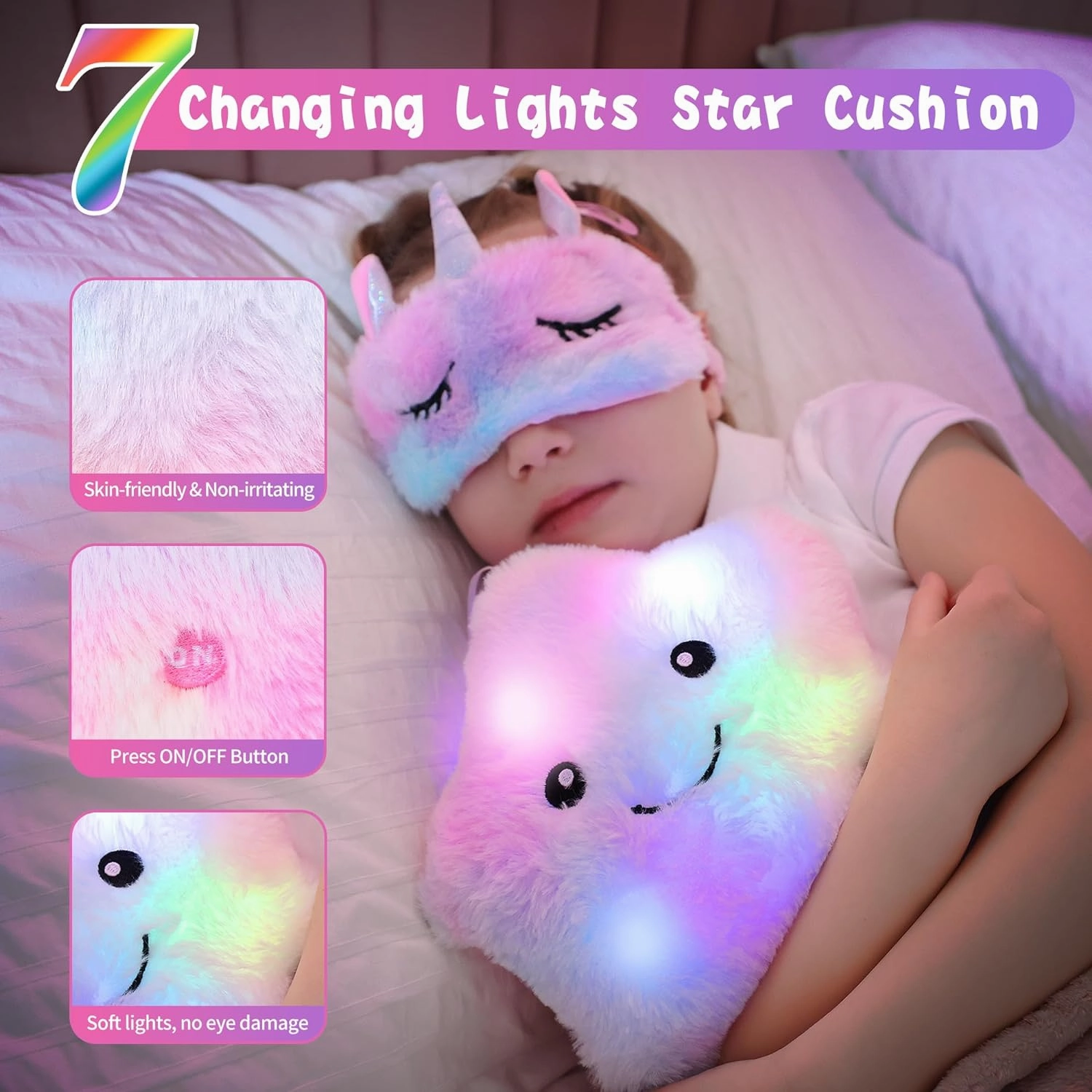 Mermaid Gifts for Girls Age 4 5 6 7 8 9 10, Girls Mermaid Birthday Gifts Set with Light Up Star Pillow Diary Plush DIY Water Bottle Kits Toys