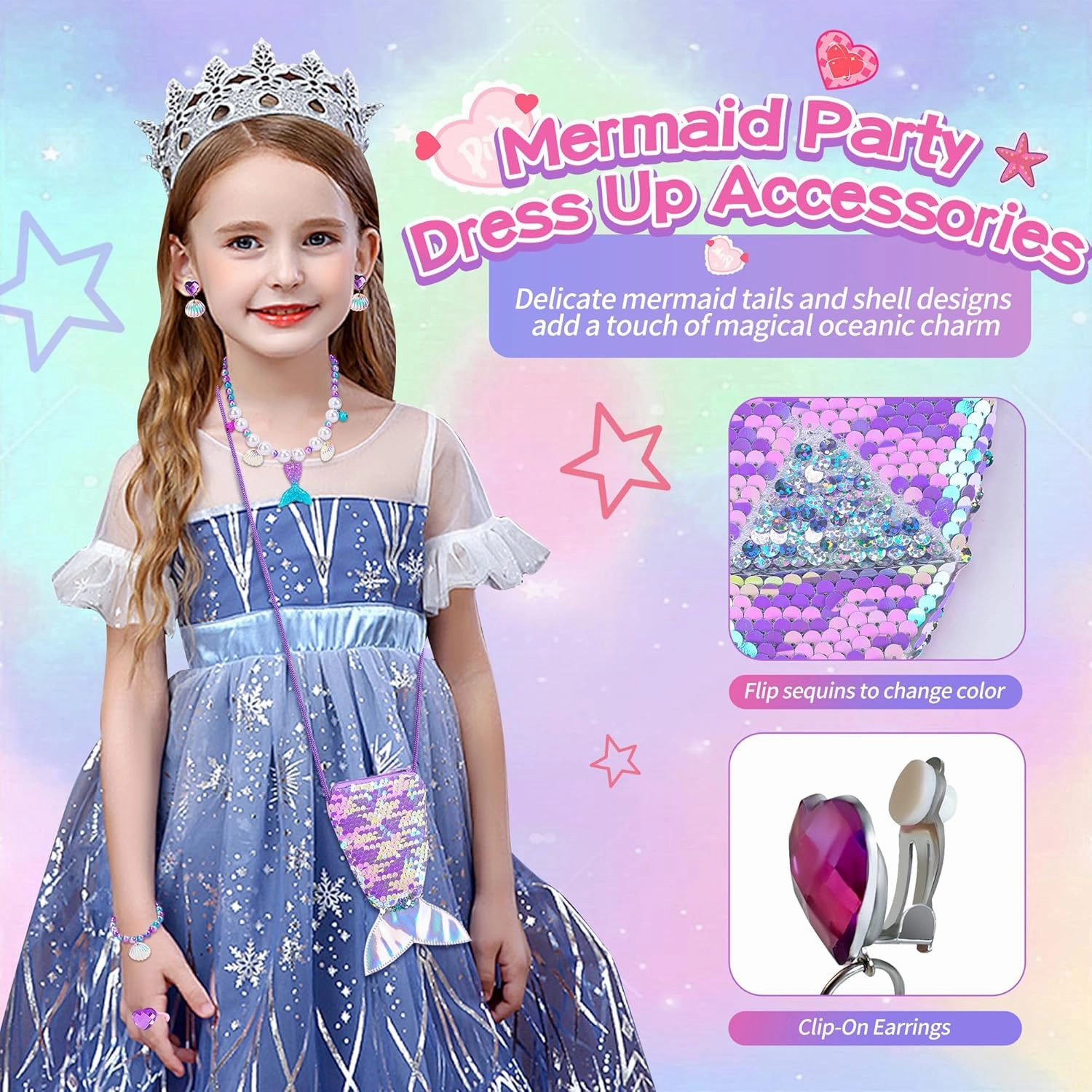 Mermaid Gifts for Girls Age 4 5 6 7 8 9 10, Girls Mermaid Birthday Gifts Set with Light Up Star Pillow Diary Plush DIY Water Bottle Kits Toys