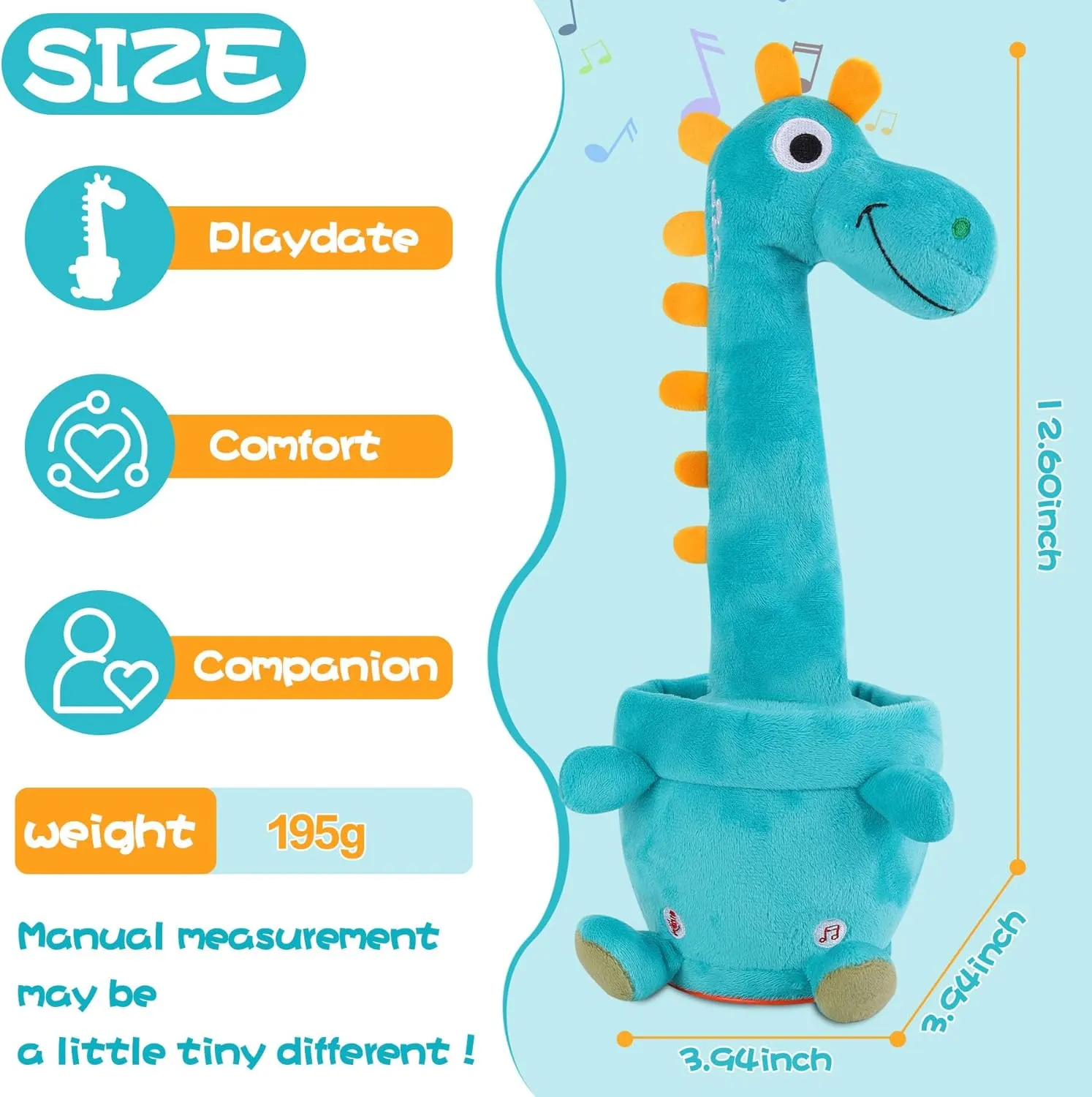 MIAODAM Dancing Talking Dinosaur Toddler Toys Electronic Dinosaur Plush Toy Interactive Mimicking Toy with Recording and Repeating for Boys Girls Gift