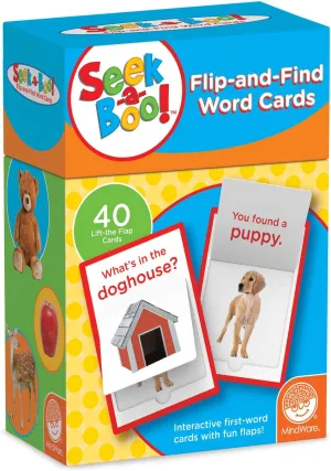 MindWare Seek-A-Boo Flip-and-Find Word Cards – Early Learning Resources for Toddlers & preschoolers – Great for Home or daycares – 40 flashcards & Parent Guide– Ages 3 Months 