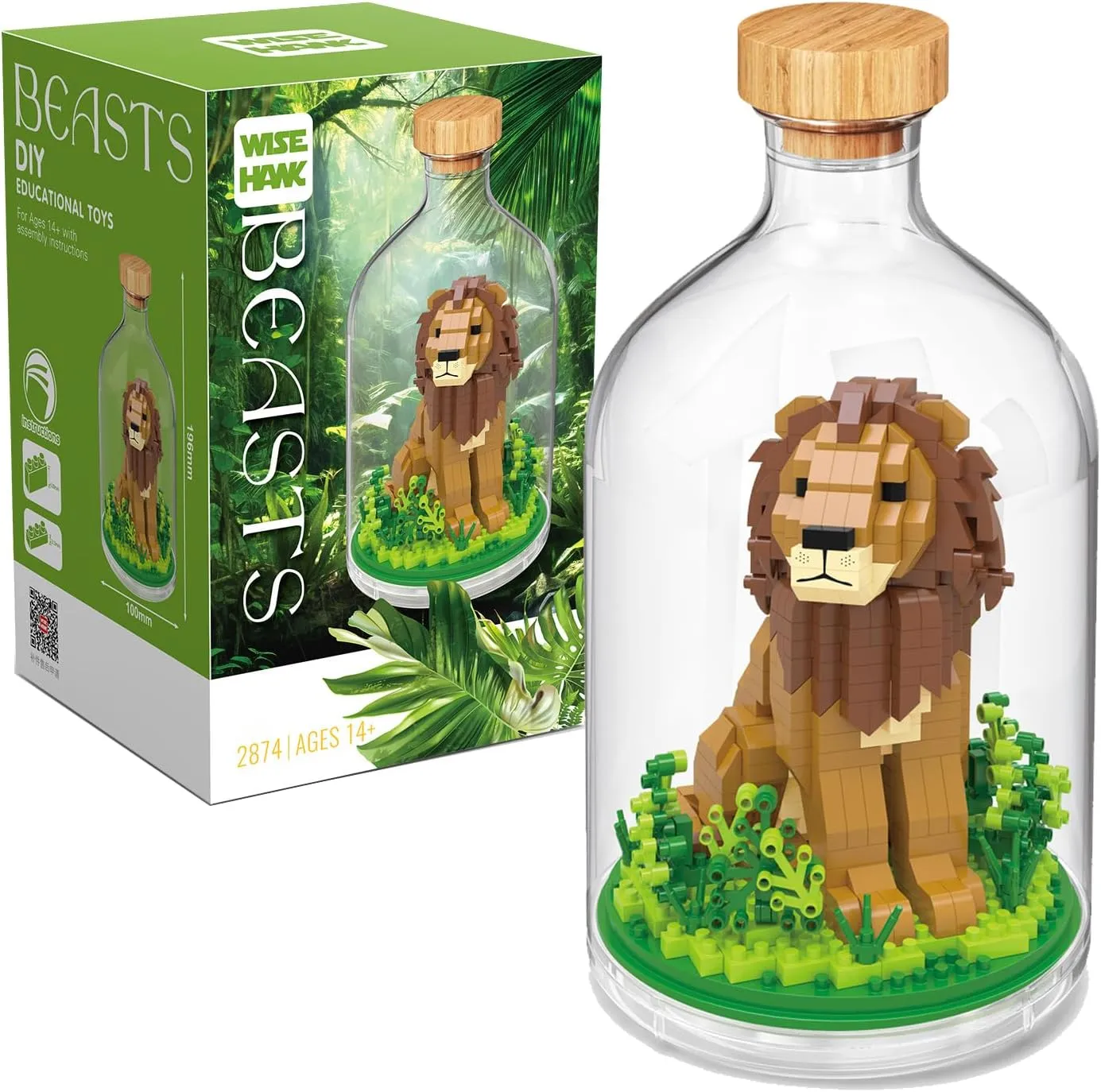 Mini Animals Building Blocks Sets, Micro Blocks Lion Display Model Building Toy Set for Office Home Decor, Birthday Party Favor Gifts for Boys Girls Adults