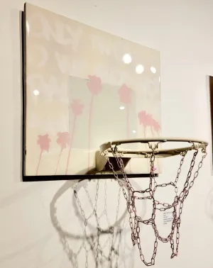 Mini basketball hoop sculpture