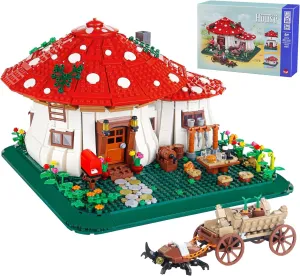 Mini Mushroom House Building Blocks Kit,House Building Toy Set,Garden Tree House Bricks Model Set for Adults and Kids