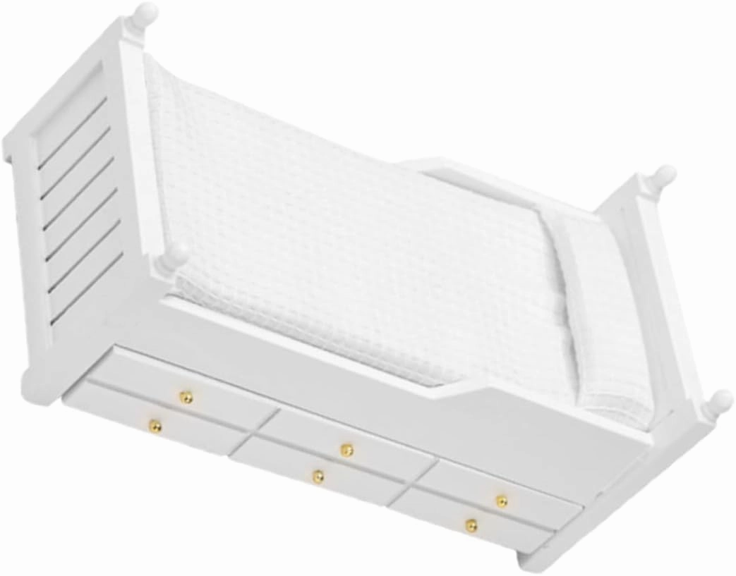 Miniature Dollhouse Bed with Drawer Wooden Doll Bed for Dollhouse Accessories Present for Imagination Compact Design for Tiny Spaces