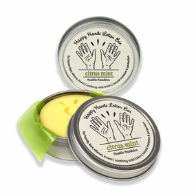 Mint Citrus Natural Bar Lotion with Beeswax & Coconut Oil, Winter Skin Care, 2x (1.15oz) Solid Lotion in Travel Tins, Concentrated - Lotion Set for Women from