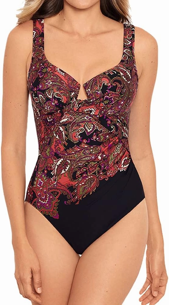 Miraclesuit Women's Swimwear Kashmir Enchant Tummy Control Underwire Bra One Piece Swimsuit