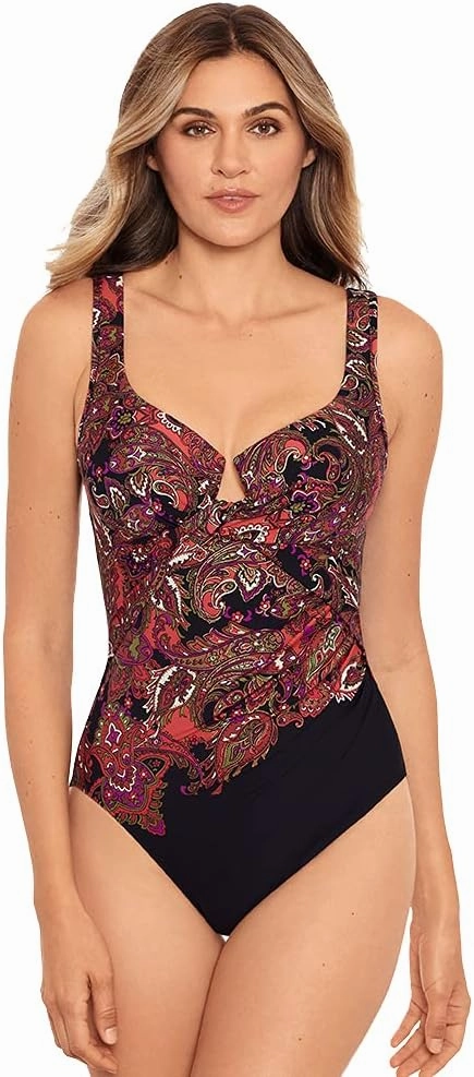 Miraclesuit Women's Swimwear Kashmir Enchant Tummy Control Underwire Bra One Piece Swimsuit