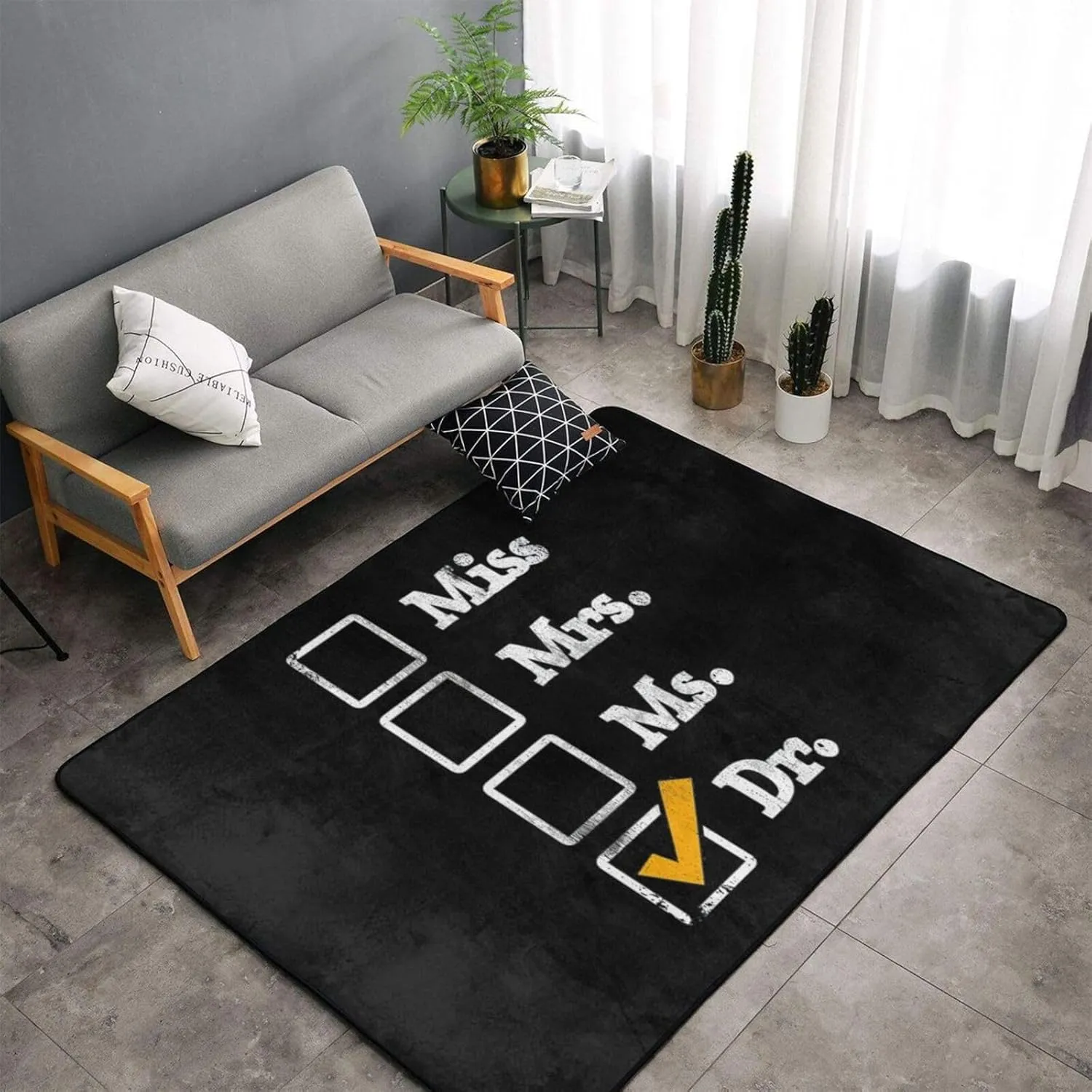 Miss Mrs Ms Doctor Area Rug for Living Room Bedroom - Soft Non-Slip Low Pile Washable Floor Mat, Perfect for Kitchen, Dining Room, Nursery, Office