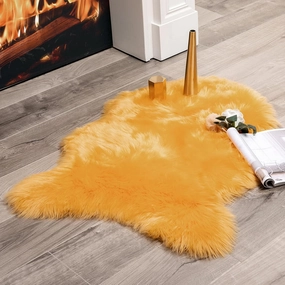 MIULEE Luxury Super Soft Fluffy Area Rug Faux Fur Sheepskin Rug Decorative Plush Shaggy Carpet for Bedside Sofa Floor Nursery Fall Decor 2 x 3 Feet, Orange Yellow