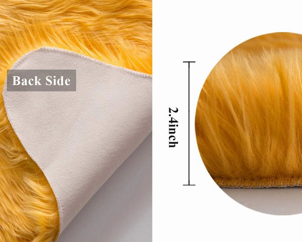 MIULEE Luxury Super Soft Fluffy Area Rug Faux Fur Sheepskin Rug Decorative Plush Shaggy Carpet for Bedside Sofa Floor Nursery Fall Decor 2 x 3 Feet, Orange Yellow