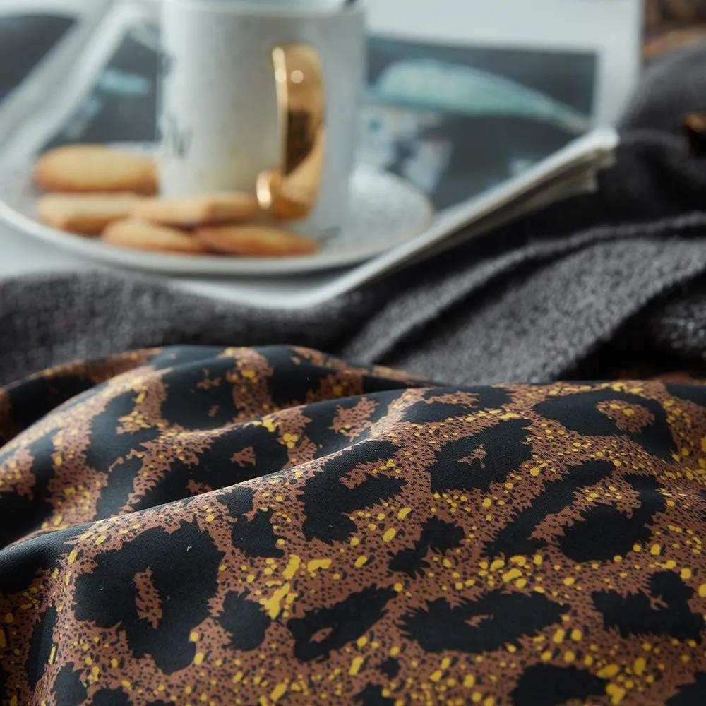 mixinni Leopard Print Duvet Cover Queen Size Long Staple Cotton Queen Bedding Set with Zipper Closure Ties, Perfect for Man and Woman, Ultra Soft and Easy Care (3pcs, Queen Size)