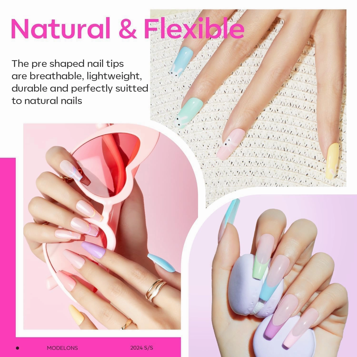 modelones Gel Nail Kit, Fake Nails Long Coffin, 9-in-One Glue Prep Dehydrator & Portable Mini U V Light Acrylic Clipper, 500Pcs Coffin Tips for Extension Kit DIY Salon Home Gifts for Women