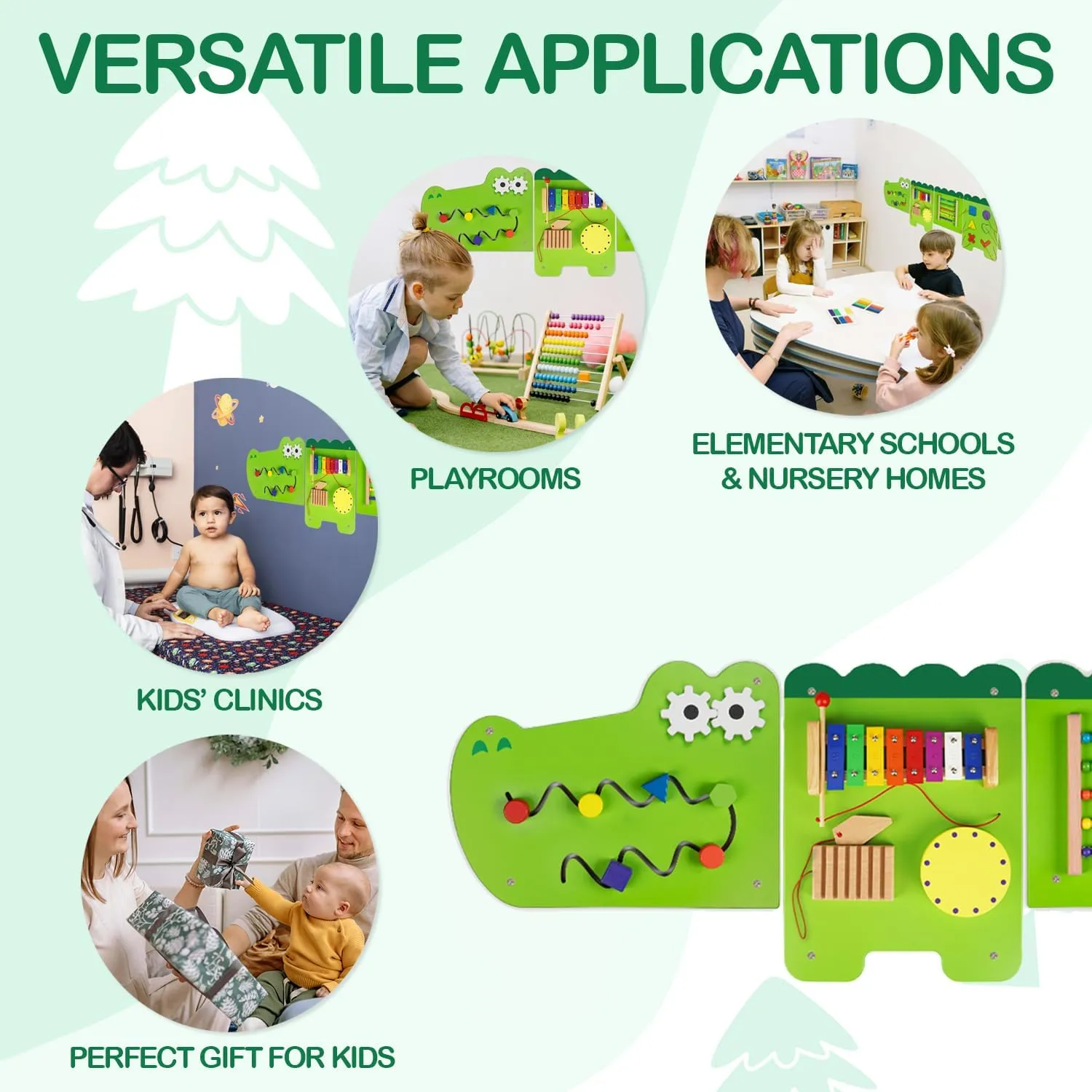 Monläurd® Crocodile Montessori Busy Board,Sensory Board,Educational Toys,Activity Cube,Wall Toys,Daycare Furniture,Playroom Furniture,Interactive Toys,Wooden Toys,Learning Toys,Boys and Girls 6 M 