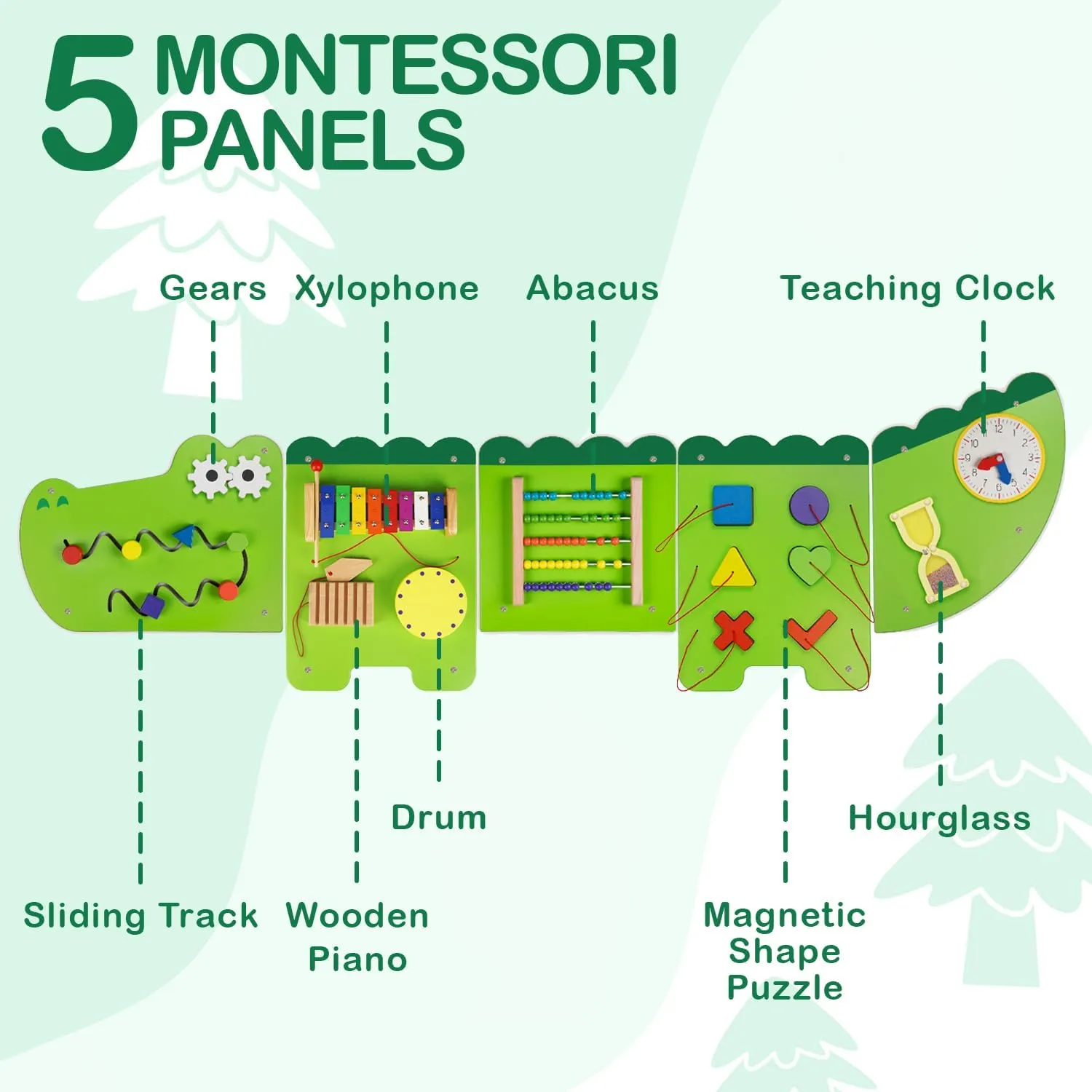 Monläurd® Crocodile Montessori Busy Board,Sensory Board,Educational Toys,Activity Cube,Wall Toys,Daycare Furniture,Playroom Furniture,Interactive Toys,Wooden Toys,Learning Toys,Boys and Girls 6 M 