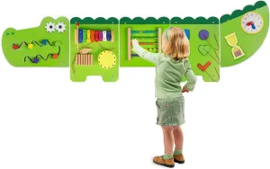 Monläurd® Crocodile Montessori Busy Board,Sensory Board,Educational Toys,Activity Cube,Wall Toys,Daycare Furniture,Playroom Furniture,Interactive Toys,Wooden Toys,Learning Toys,Boys and Girls 6 M 