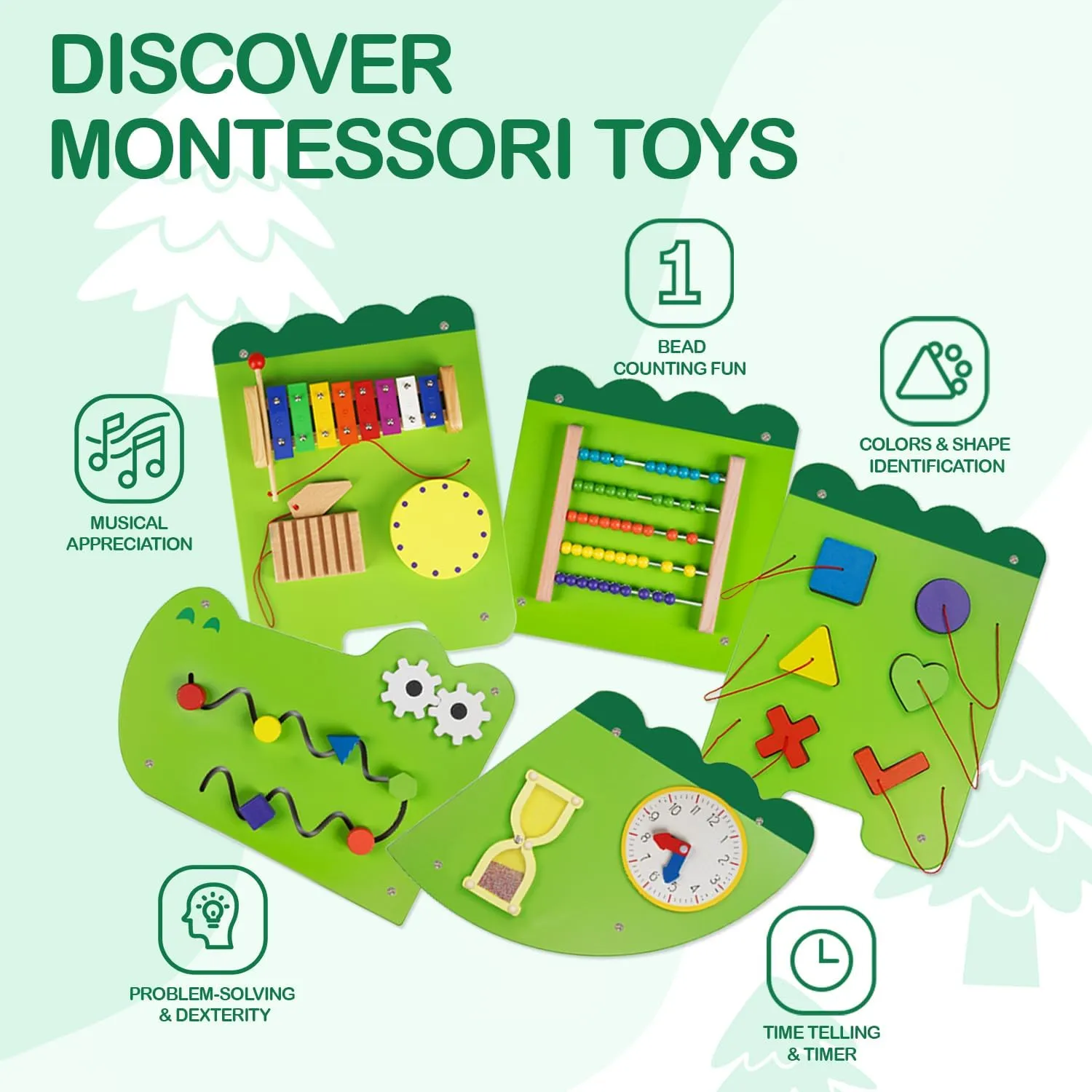 Monläurd® Crocodile Montessori Busy Board,Sensory Board,Educational Toys,Activity Cube,Wall Toys,Daycare Furniture,Playroom Furniture,Interactive Toys,Wooden Toys,Learning Toys,Boys and Girls 6 M 