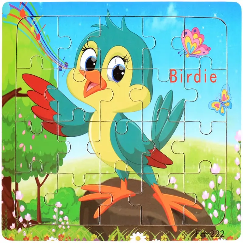 Montessori 3D Wooden Puzzle: Cartoon Animals and Vehicles