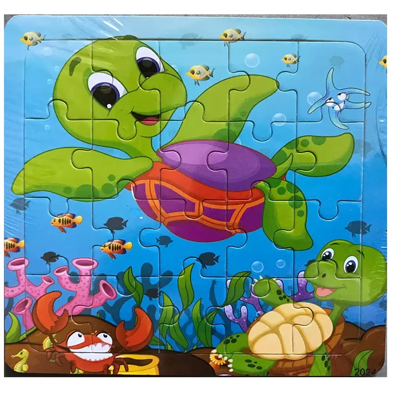 Montessori 3D Wooden Puzzle: Cartoon Animals and Vehicles