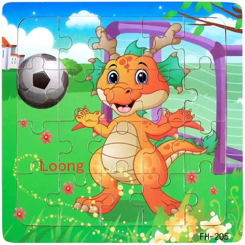 Montessori 3D Wooden Puzzle: Cartoon Animals and Vehicles