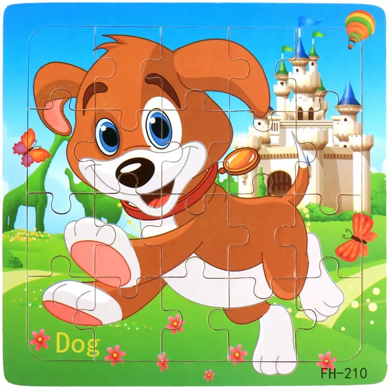 Montessori 3D Wooden Puzzle: Cartoon Animals and Vehicles