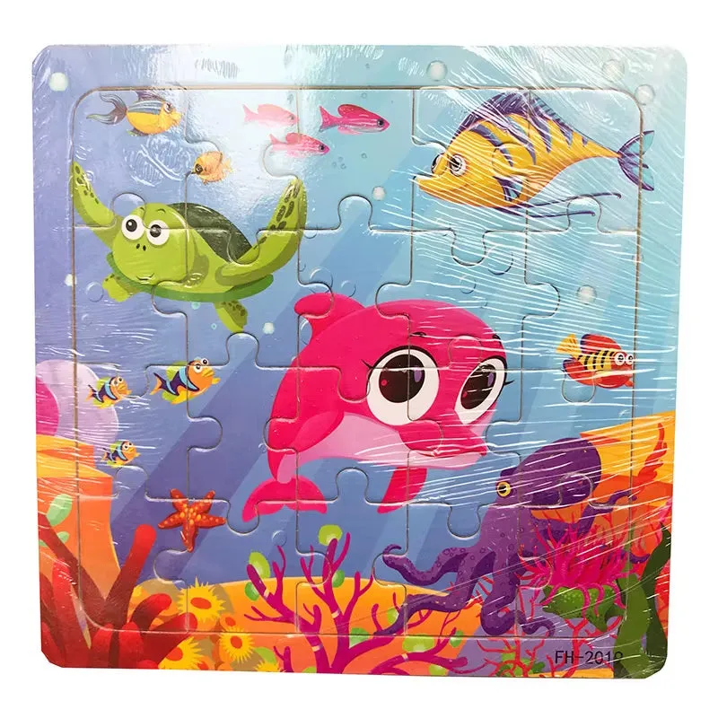 Montessori 3D Wooden Puzzle: Cartoon Animals and Vehicles