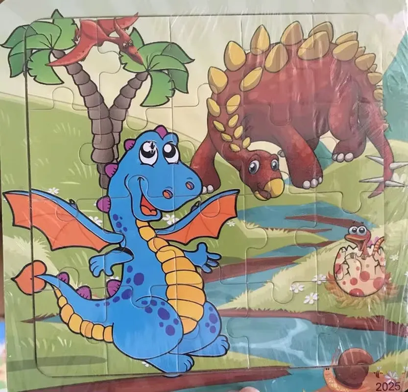 Montessori 3D Wooden Puzzle: Cartoon Animals and Vehicles
