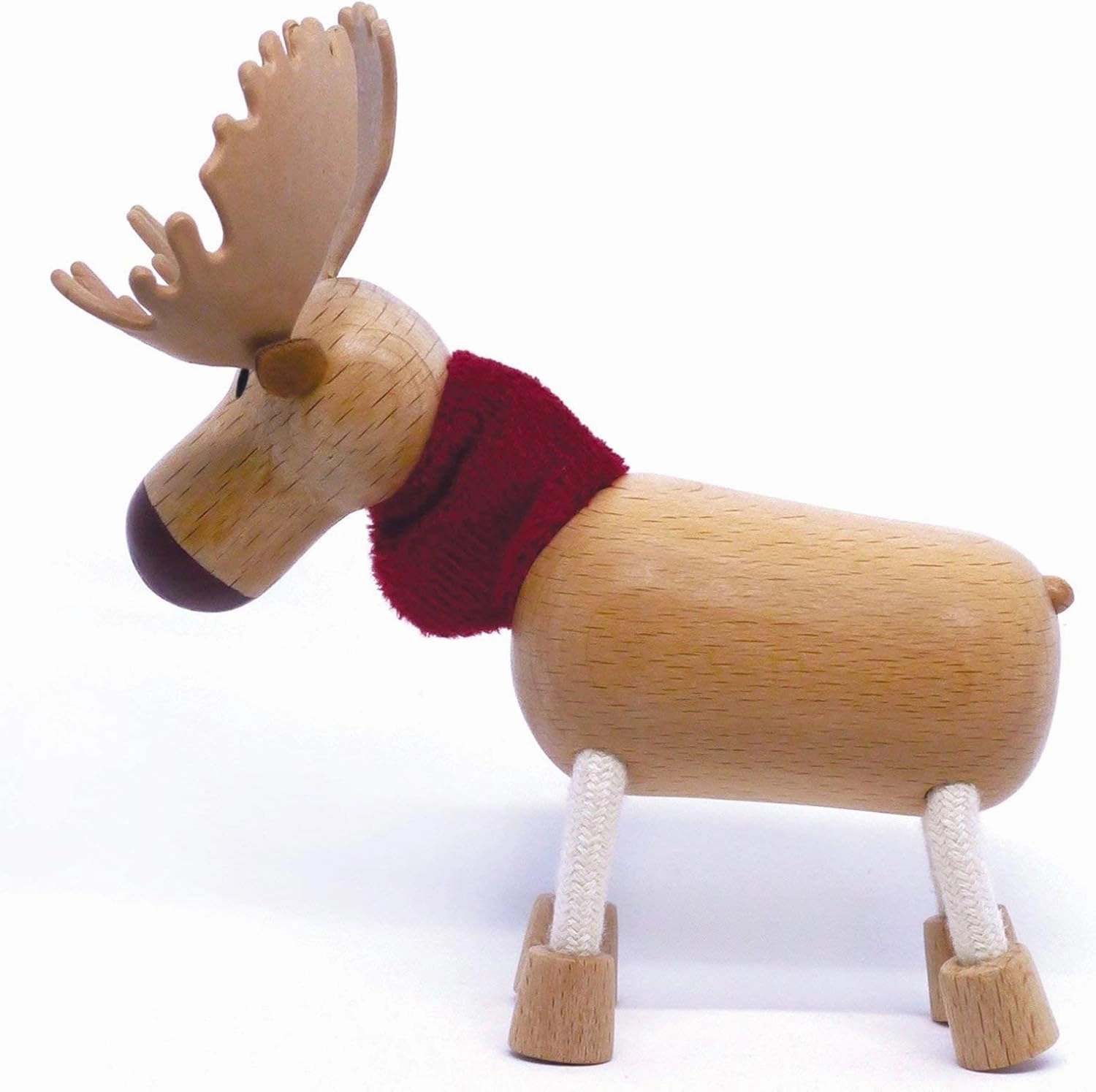 Moose Wooden Animal Toy for Toddlers, Fun and Posable Moose for Early Learning, Montessori, and STEM, Smooth Natural Wood, Boys and Girls