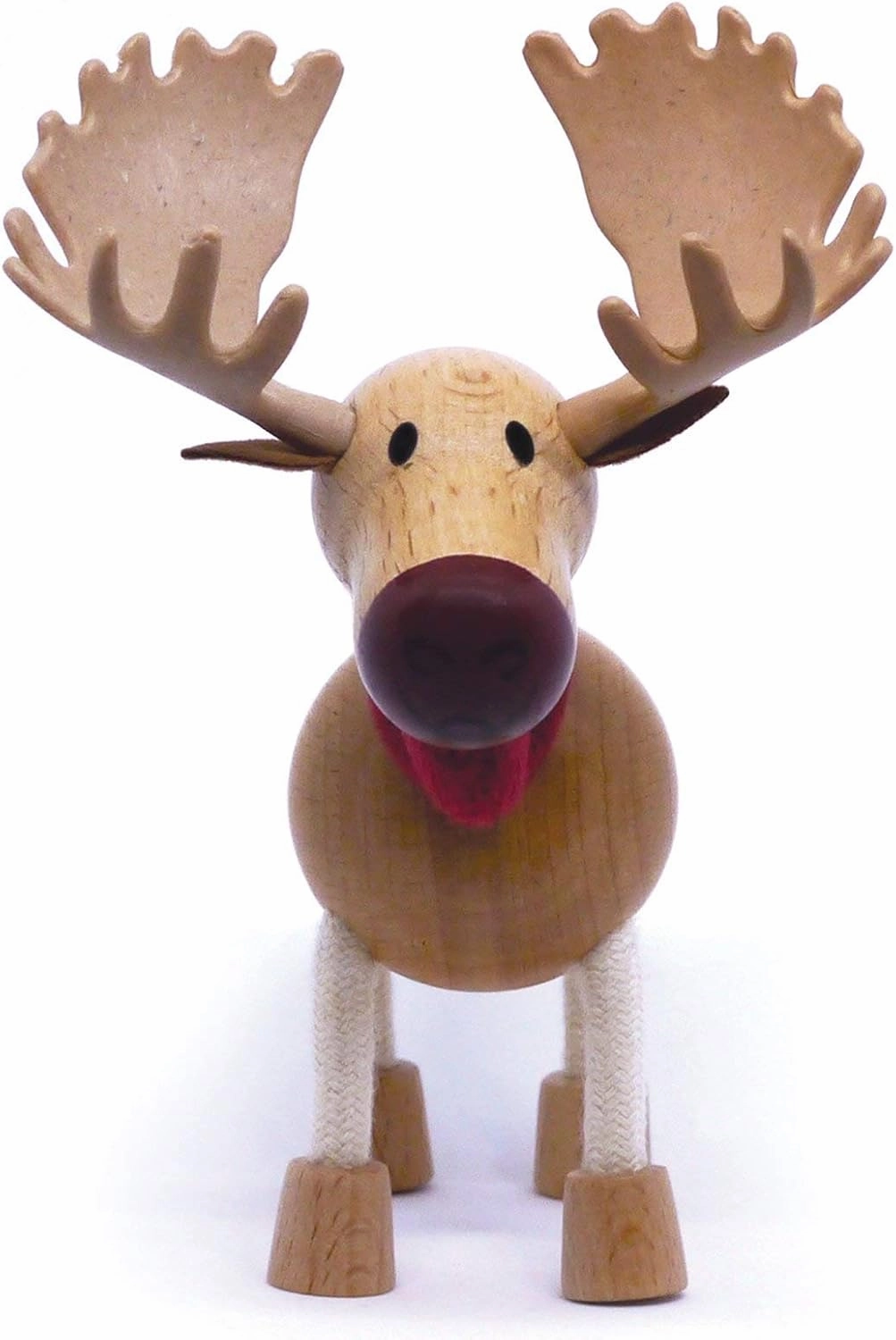 Moose Wooden Animal Toy for Toddlers, Fun and Posable Moose for Early Learning, Montessori, and STEM, Smooth Natural Wood, Boys and Girls