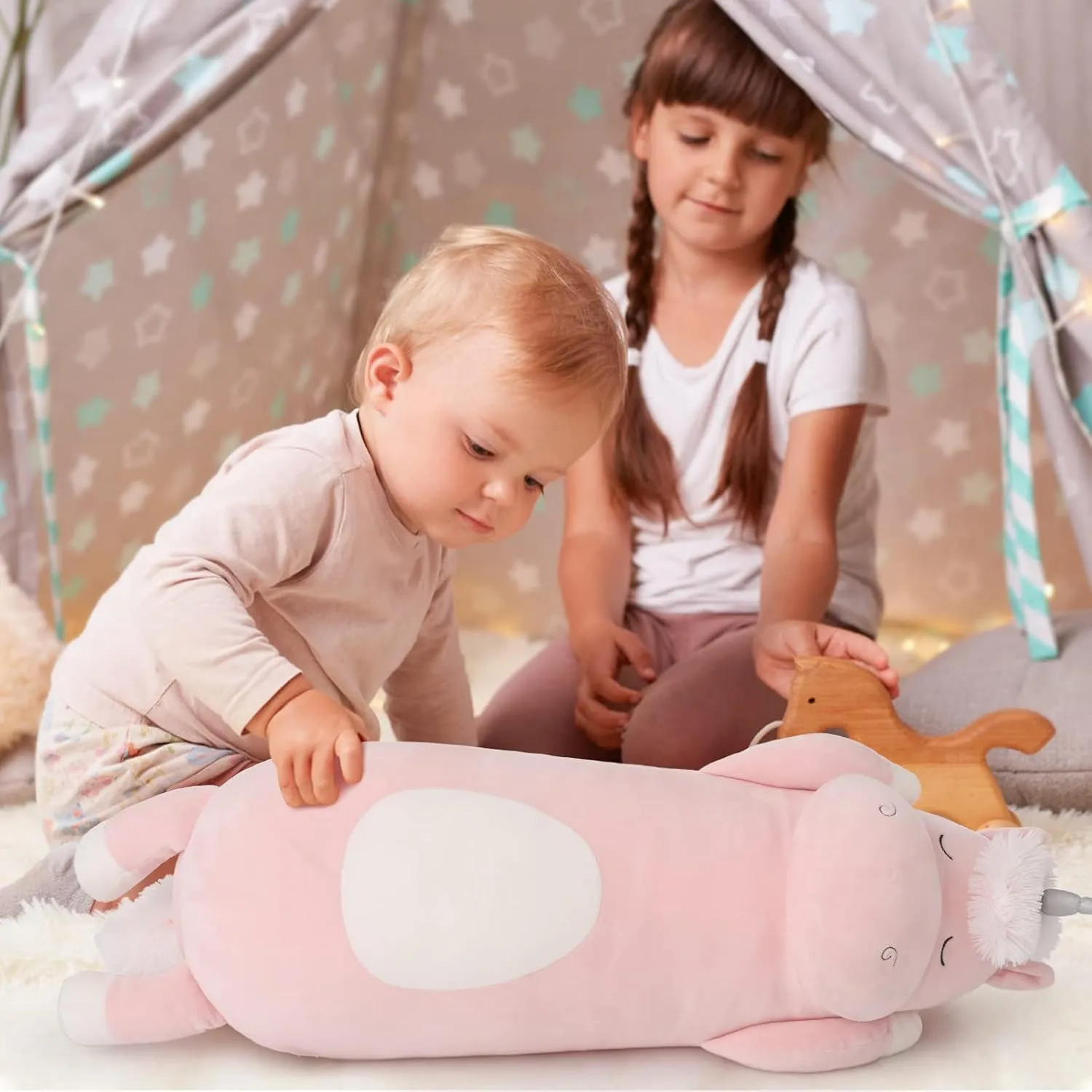 MorisMos 24" Unicorn Body Pillow Large Hugging Pillow Unicorn Stuffed Animal,Soft Plush Toy for Kids Girl, Animal Body Pillow for Special Day, Pink