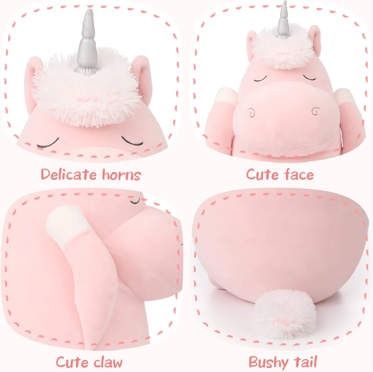 MorisMos 24" Unicorn Body Pillow Large Hugging Pillow Unicorn Stuffed Animal,Soft Plush Toy for Kids Girl, Animal Body Pillow for Special Day, Pink