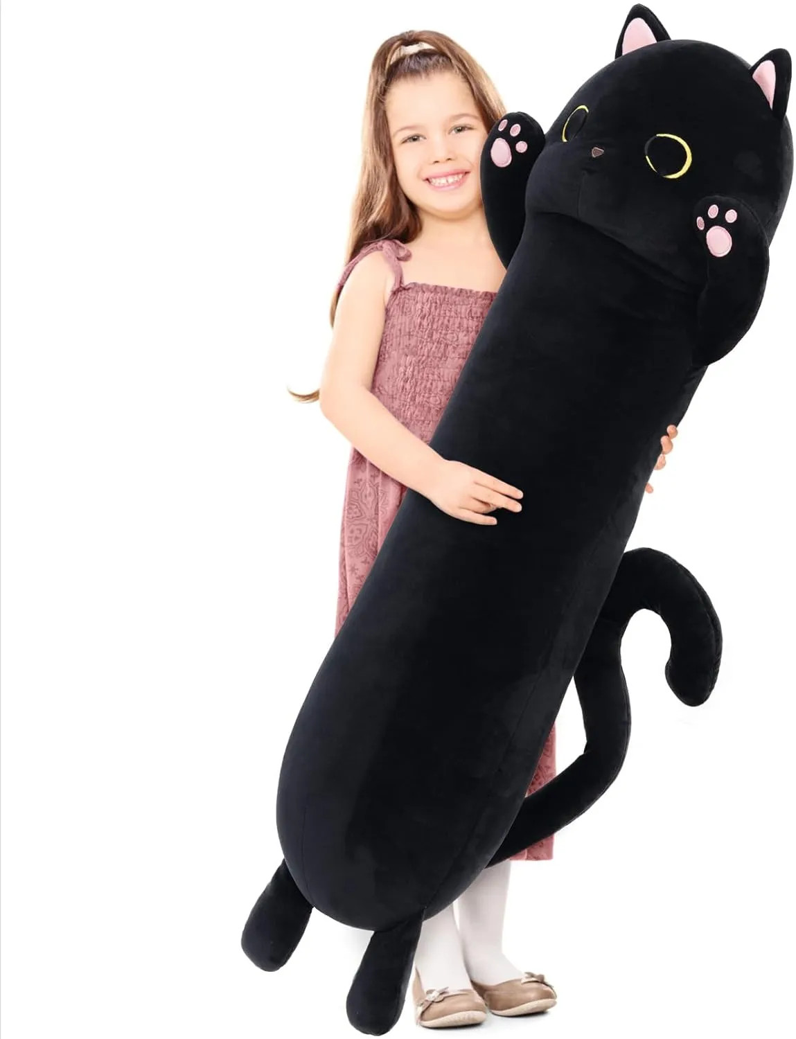 MorisMos 43” Long Cat Body Pillow, Large Cartoon Cat Stuffed Animal Plush Toy Big Throw Pillow Soft Hugging for Kids Adults Girlfriend, for Special Day