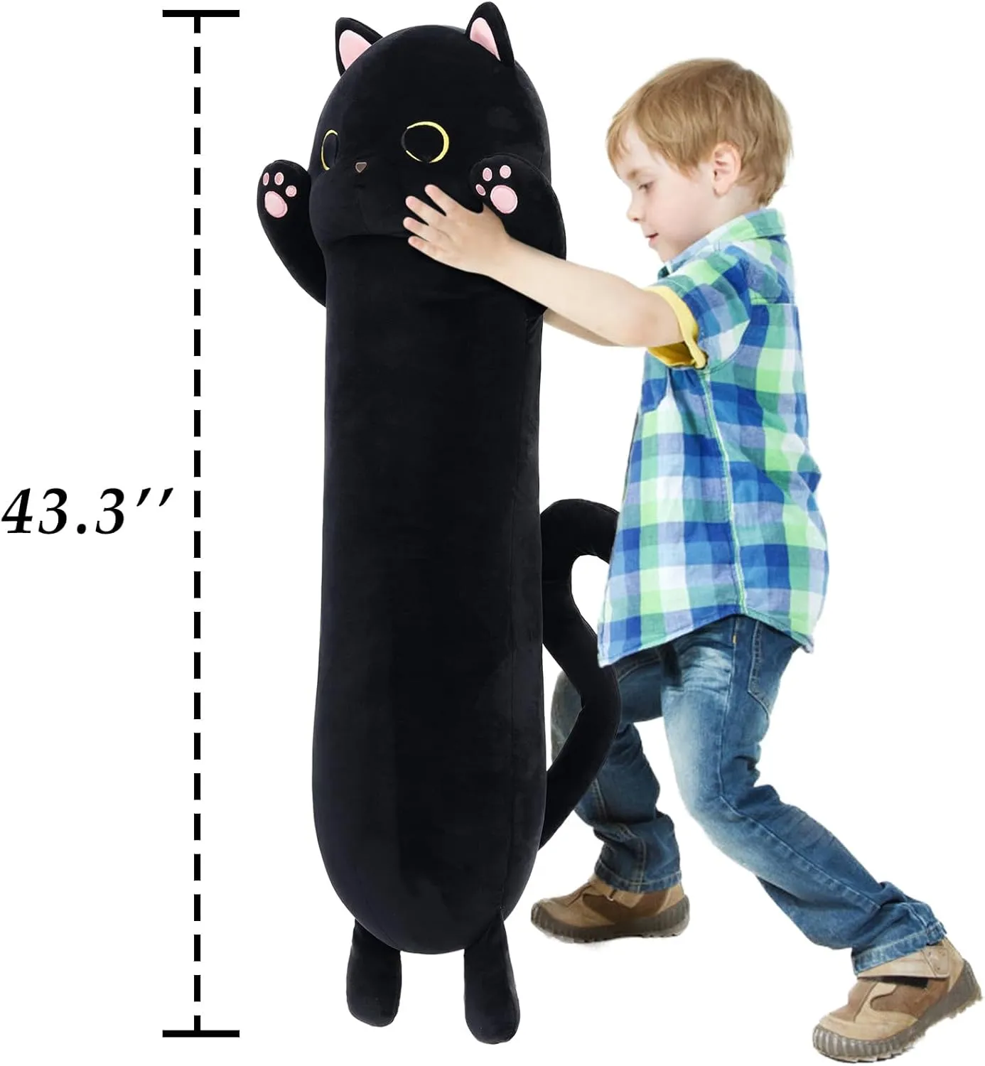 MorisMos 43” Long Cat Body Pillow, Large Cartoon Cat Stuffed Animal Plush Toy Big Throw Pillow Soft Hugging for Kids Adults Girlfriend, for Special Day