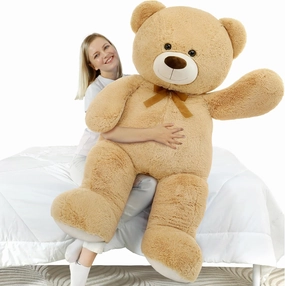 MorisMos Giant Teddy Bear Stuffed Animal 4 Ft,51'' Big Tan Teddy Bear for Girlfriend Boyfriend Wife Mother Fiancée Valentine's Gift,Large Stuffed Animal Plush for Christmas Birthday Baby Shower,Tan