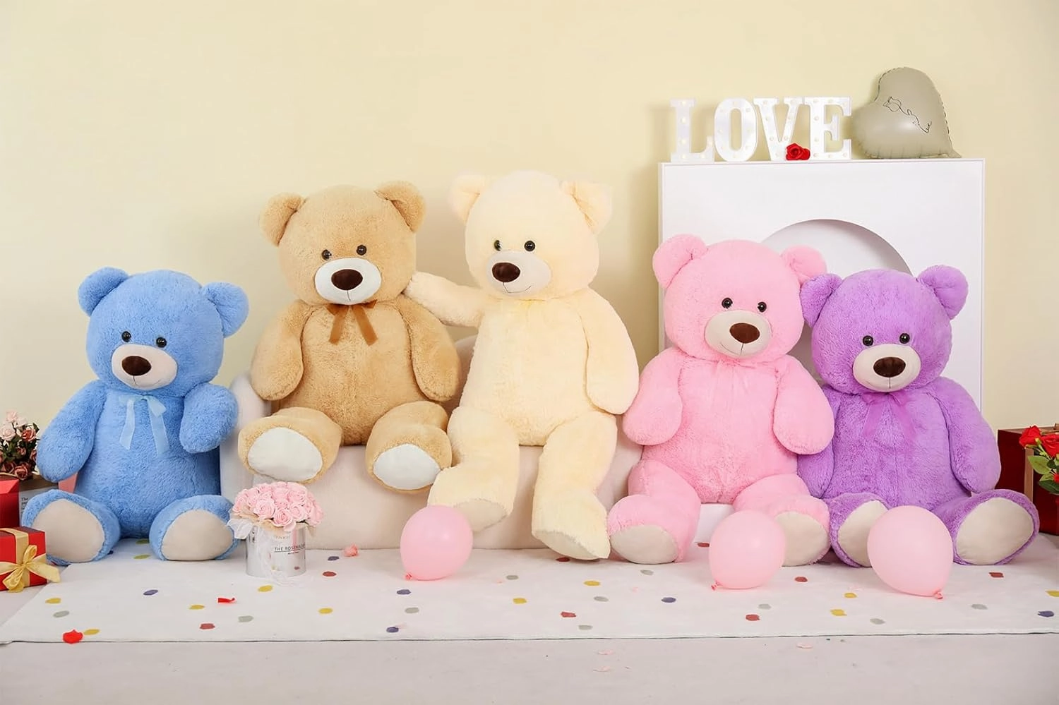 MorisMos Giant Teddy Bear Stuffed Animal 4 Ft,51'' Big Tan Teddy Bear for Girlfriend Boyfriend Wife Mother Fiancée Valentine's Gift,Large Stuffed Animal Plush for Christmas Birthday Baby Shower,Tan