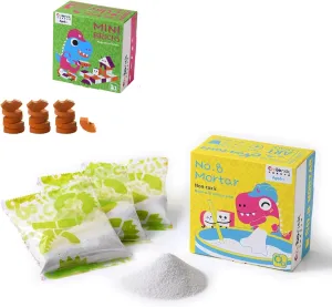 Mortar, Real Red Clay Mini Bricks ARC Brick Bundle, Construction Education Toy for Kids 6  Years Old & Adults, Realistic House, DIY Garden, STEM Building Set, Washable and Reusable (50pcs)