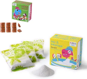 Mortar, Real Red Clay Mini Bricks Triangular Brick v1 Bundle, Construction Education Toy for Kids 6  Years Old & Adults, Realistic House, DIY Garden, STEM Building Set, Washable and Reusable (50pcs)