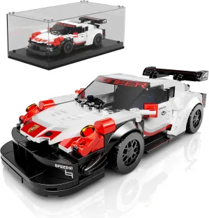 Mould King Speed Champion 911 RSR Racing Car Building Kit with Acrylic Display Case, 27010 Collectible Model Car Kits, Building Blocks Kit Racing Toy Cars for Adult Kids 8 (349 PCS)