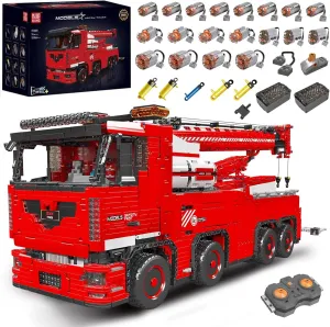 Mould King Tow Truck Technic Building Kits, Road Rescue Vehicle Model Construction Set to Build, Large Pneumatic Crane Trailer Wrecker Assembly Building Toy for Kid/Adult Collection-10966 Piece