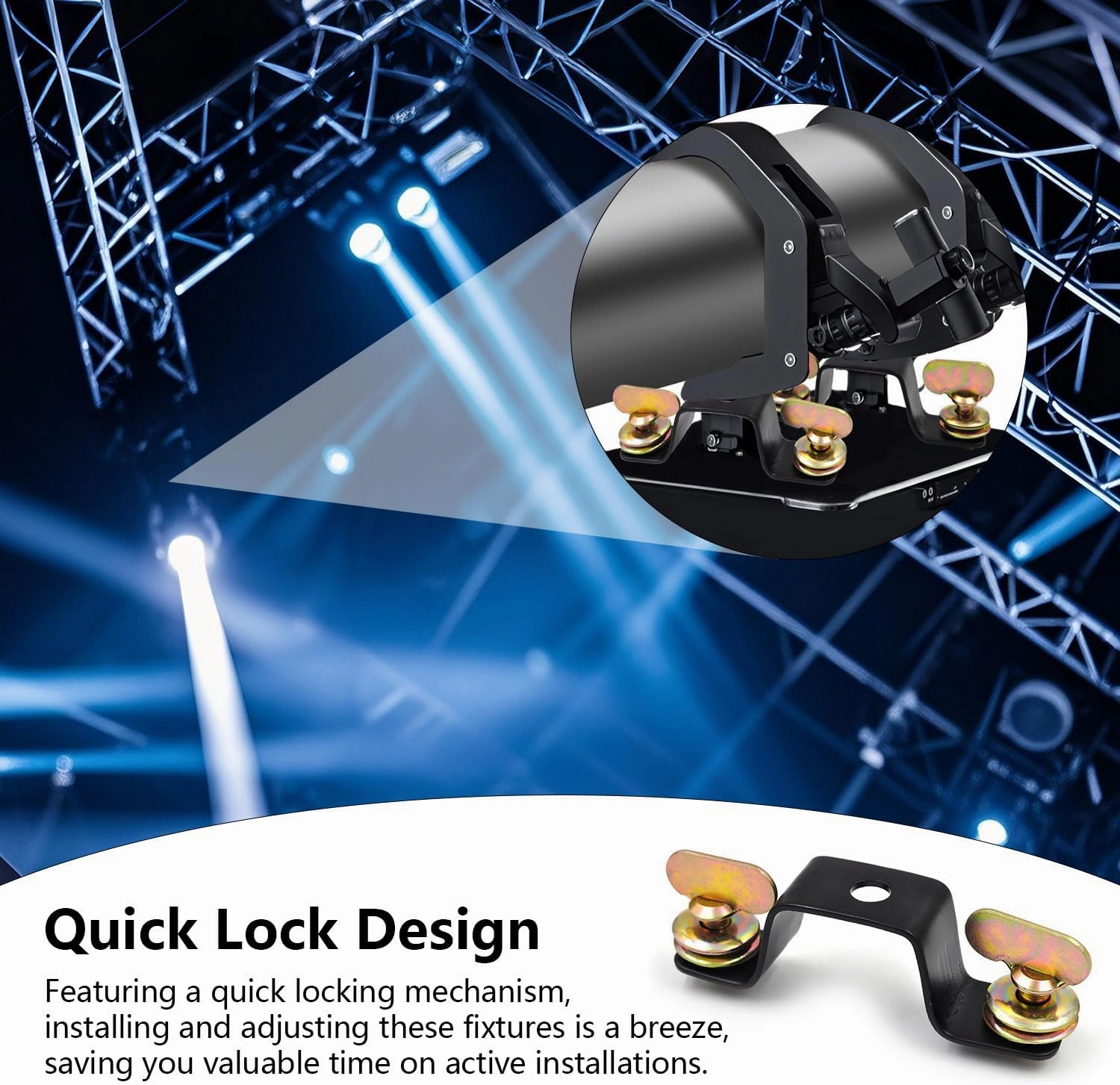 Moving Head Light Bridge Connector Truss Clamp Stage Light Clamps, Bracket Connector Spacing 10.5cm, Quick Lock, 12 mm Aperture Diameter, 220 lb Load Capacity 4 Pack