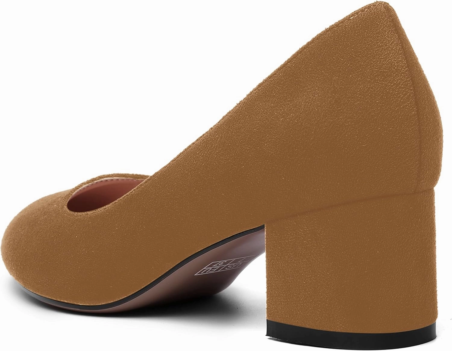 MOVINSTEPS Womens Office Dress Suede Slip On Round Toe Chunky Low Heel Pumps Shoes 2 Inch