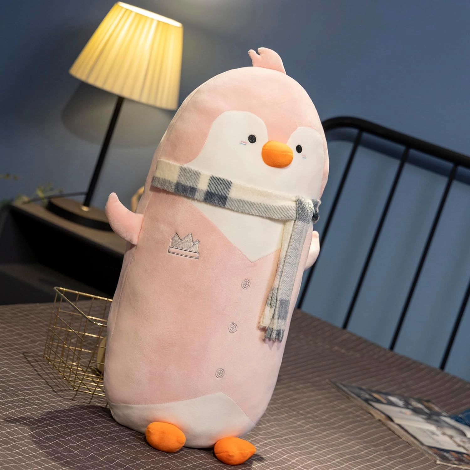 Mr. Waddles Cute Pink Penguin Stuffed Animal 35.4''- Long Body Plush Pillow, Soft Cuddly Toy for Anxiety & Sleep, Emotional Support Gift for Kids, Adults, Girlfriend, Bed & Room Decor
