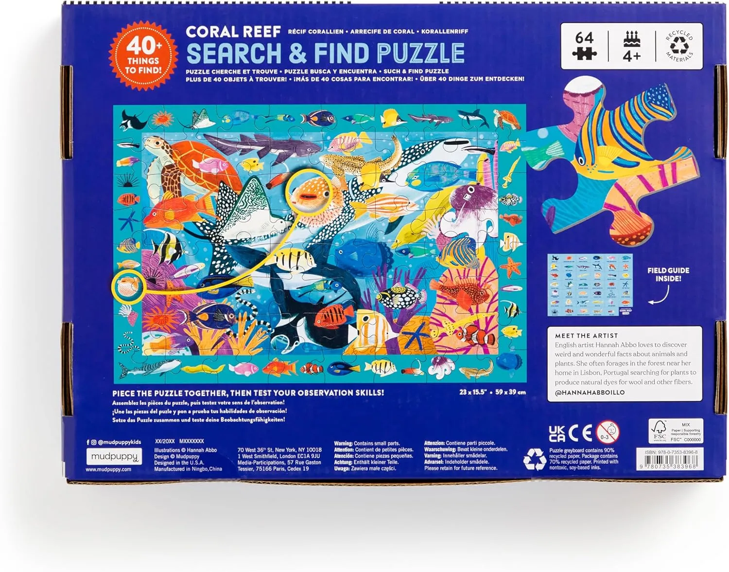 Mudpuppy Coral Reef — 64 Piece Search & Find Puzzle Featuring Diverse Marine Animals and Over 40 Hidden Images to Find for Ages 4 