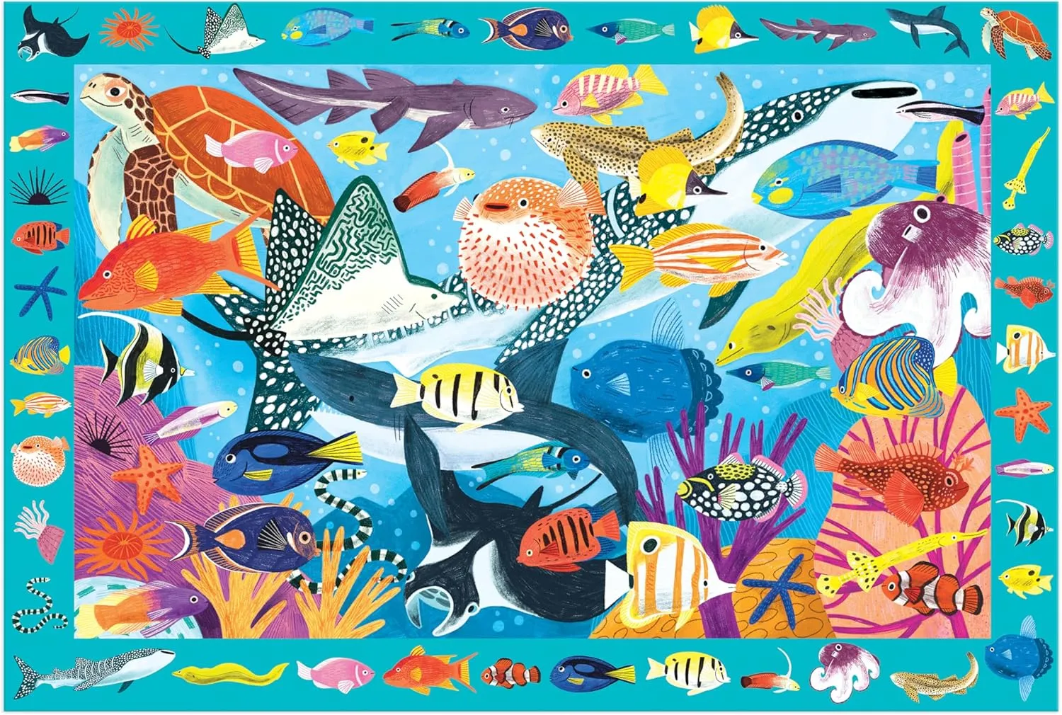 Mudpuppy Coral Reef — 64 Piece Search & Find Puzzle Featuring Diverse Marine Animals and Over 40 Hidden Images to Find for Ages 4 