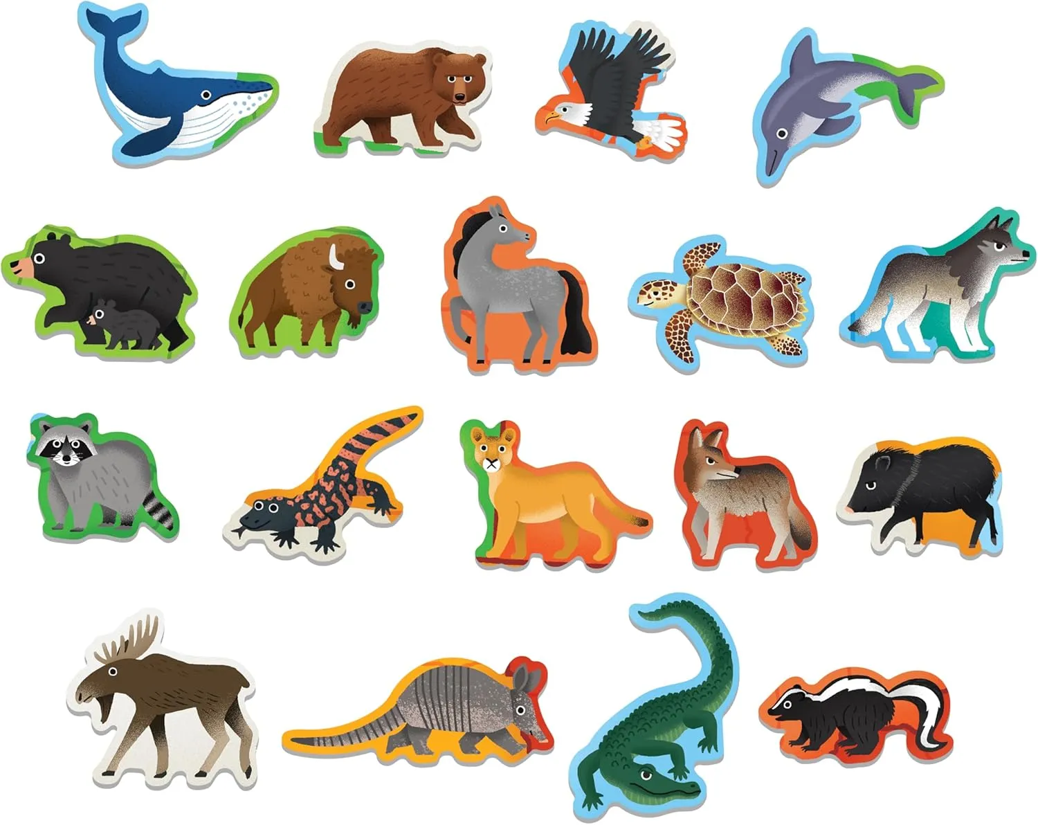 Mudpuppy National Parks Map – 70 Piece Geography Puzzle with Special Shaped Pieces Featuring Famous National Parks and Animals Across The United States